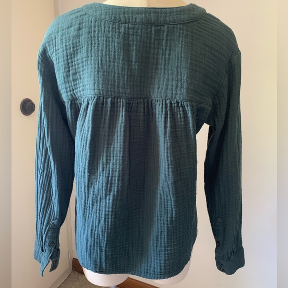 Madewell Lightspun Evert Top in forest green waffle knit henley size XS - Picture 5 of 7